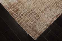 8x10 Beige, Brown, Multi Color Hand Loomed Tibetan Wool Modern Oriental Rug