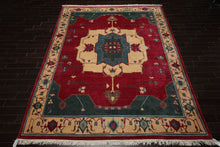 9x12 Ruby, Red, Ivory Color Hand Knotted Tibetan Wool Arts & Crafts Oriental Rug