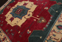 9x12 Ruby, Red, Ivory Color Hand Knotted Tibetan Wool Arts & Crafts Oriental Rug