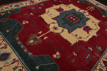 9x12 Ruby, Red, Ivory Color Hand Knotted Tibetan Wool Arts & Crafts Oriental Rug