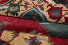 9x12 Ruby, Red, Ivory Color Hand Knotted Tibetan Wool Arts & Crafts Oriental Rug