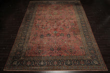 Oversize Antique Rose, Navy, Brown Color Hand Knotted Sarouk Wool Traditional Oriental Rug