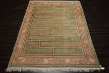 8x11 Mint, Peach, Aubergine Color Hand Knotted Tibetan Wool Arts & Crafts Oriental Rug