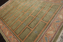 8x11 Mint, Peach, Aubergine Color Hand Knotted Tibetan Wool Arts & Crafts Oriental Rug