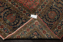 Oversize Antique Rose, Navy, Brown Color Hand Knotted Sarouk Wool Traditional Oriental Rug