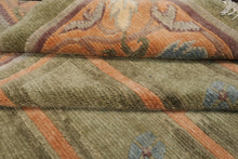 8x11 Mint, Peach, Aubergine Color Hand Knotted Tibetan Wool Arts & Crafts Oriental Rug