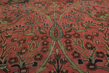 Oversize Antique Rose, Navy, Brown Color Hand Knotted Sarouk Wool Traditional Oriental Rug
