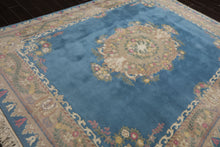 8x10 Baby Blue, Beige, Rose Color Hand Knotted French Aubusson Savonnerie Wool Traditional Oriental Rug