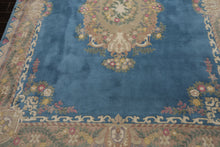 8x10 Baby Blue, Beige, Rose Color Hand Knotted French Aubusson Savonnerie Wool Traditional Oriental Rug