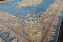 8x10 Baby Blue, Beige, Rose Color Hand Knotted French Aubusson Savonnerie Wool Traditional Oriental Rug