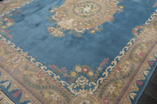 8x10 Baby Blue, Beige, Rose Color Hand Knotted French Aubusson Savonnerie Wool Traditional Oriental Rug