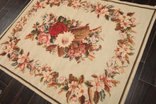 4x6 Ivory, Pink, Blush Color Hand Woven French Needlepoint Wool Traditional Oriental Rug