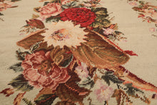 4x6 Ivory, Pink, Blush Color Hand Woven French Needlepoint Wool Traditional Oriental Rug