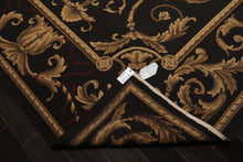 9x12 Chocolate, Gold, Brown Color Hand Woven French Aubusson Flatweave Wool Traditional Oriental Rug