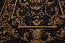 9x12 Chocolate, Gold, Brown Color Hand Woven French Aubusson Flatweave Wool Traditional Oriental Rug