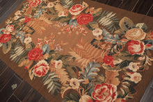 4x6 Red, Beige, Ivory Color Hand Woven French Needlepoint Wool Traditional Oriental Rug