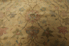 9x12 Light Gold, Brown, Green Color Hand Knotted Oushak Wool Traditional Oriental Rug