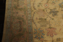9x12 Light Gold, Brown, Green Color Hand Knotted Oushak Wool Traditional Oriental Rug