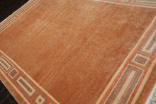 8x10 Peach, Ivory, Coral Color Hand Knotted Tibetan Wool Modern & Contemporary Oriental Rug