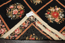 5x8 Black, Brown, Coral Color Hand Woven French Needlepoint Wool Traditional Oriental Rug