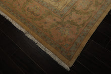 9x12 Light Gold, Brown, Green Color Hand Knotted Oushak Wool Traditional Oriental Rug