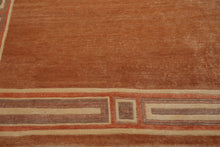 8x10 Peach, Ivory, Coral Color Hand Knotted Tibetan Wool Modern & Contemporary Oriental Rug