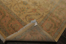 9x12 Light Gold, Brown, Green Color Hand Knotted Oushak Wool Traditional Oriental Rug
