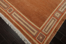 8x10 Peach, Ivory, Coral Color Hand Knotted Tibetan Wool Modern & Contemporary Oriental Rug
