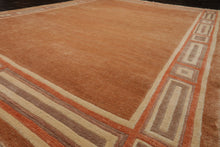 8x10 Peach, Ivory, Coral Color Hand Knotted Tibetan Wool Modern & Contemporary Oriental Rug