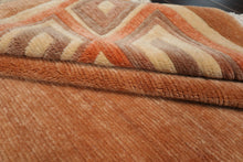 8x10 Peach, Ivory, Coral Color Hand Knotted Tibetan Wool Modern & Contemporary Oriental Rug