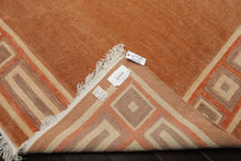 8x10 Peach, Ivory, Coral Color Hand Knotted Tibetan Wool Modern & Contemporary Oriental Rug