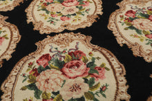 4x6 Black, Ivory, Brown Color Hand Woven French Needlepoint Wool Traditional Oriental Rug