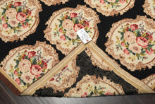 4x6 Black, Ivory, Brown Color Hand Woven French Needlepoint Wool Traditional Oriental Rug