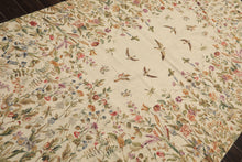 5x8 Beige, Sage, Lavender Color Hand Woven French Needlepoint Wool Traditional Oriental Rug