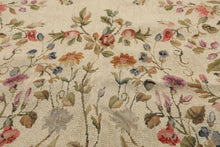 5x8 Beige, Sage, Lavender Color Hand Woven French Needlepoint Wool Traditional Oriental Rug