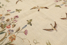 5x8 Beige, Sage, Lavender Color Hand Woven French Needlepoint Wool Traditional Oriental Rug