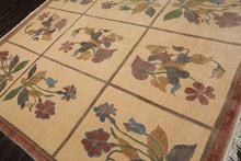8x10 Ivory, Rust, Gray Color Hand Knotted Tibetan Wool Transitional Oriental Rug