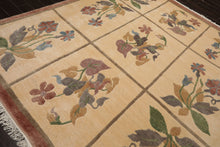 8x10 Ivory, Rust, Gray Color Hand Knotted Tibetan Wool Transitional Oriental Rug