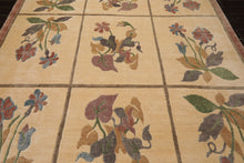 8x10 Ivory, Rust, Gray Color Hand Knotted Tibetan Wool Transitional Oriental Rug