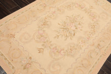 4x6 Beige, Tan, Peach Color Hand Woven French Aubusson Wool Traditional Oriental Rug