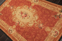4x6 Gold, Rose, Caramel Color Hand Woven French Needlepoint Wool Traditional Oriental Rug