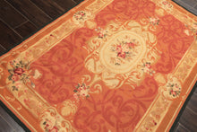 4x6 Gold, Rose, Caramel Color Hand Woven French Needlepoint Wool Traditional Oriental Rug