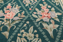 4x6 Teal, Ivory, Blush Color Hand Woven French Needlepoint Wool Traditional Oriental Rug