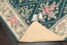 4x6 Teal, Ivory, Blush Color Hand Woven French Needlepoint Wool Traditional Oriental Rug