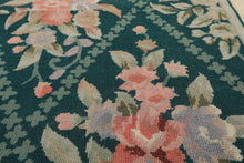 4x6 Teal, Ivory, Blush Color Hand Woven French Needlepoint Wool Traditional Oriental Rug