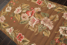 4x6 Brown, Gold, Pink Color Hand Woven French Needlepoint Wool Traditional Oriental Rug