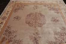 Square Taupe, Ivory, Tan Color Hand Knotted French Aubusson Savonnerie Wool Traditional Oriental Rug