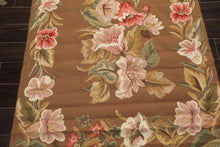 4x6 Brown, Gold, Pink Color Hand Woven French Needlepoint Wool Traditional Oriental Rug