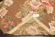 4x6 Brown, Gold, Pink Color Hand Woven French Needlepoint Wool Traditional Oriental Rug