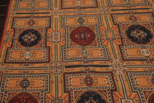 5x8 Gold, Navy, Green Color Hand Woven French Needlepoint Wool Traditional Oriental Rug